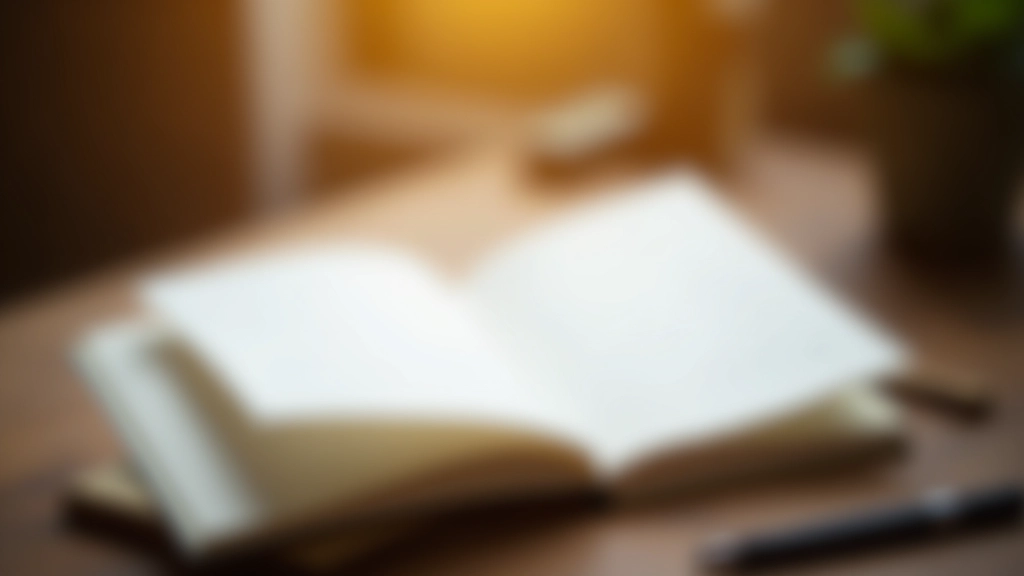 Open journal with pen on wooden desk near window with soft morning light streaming through